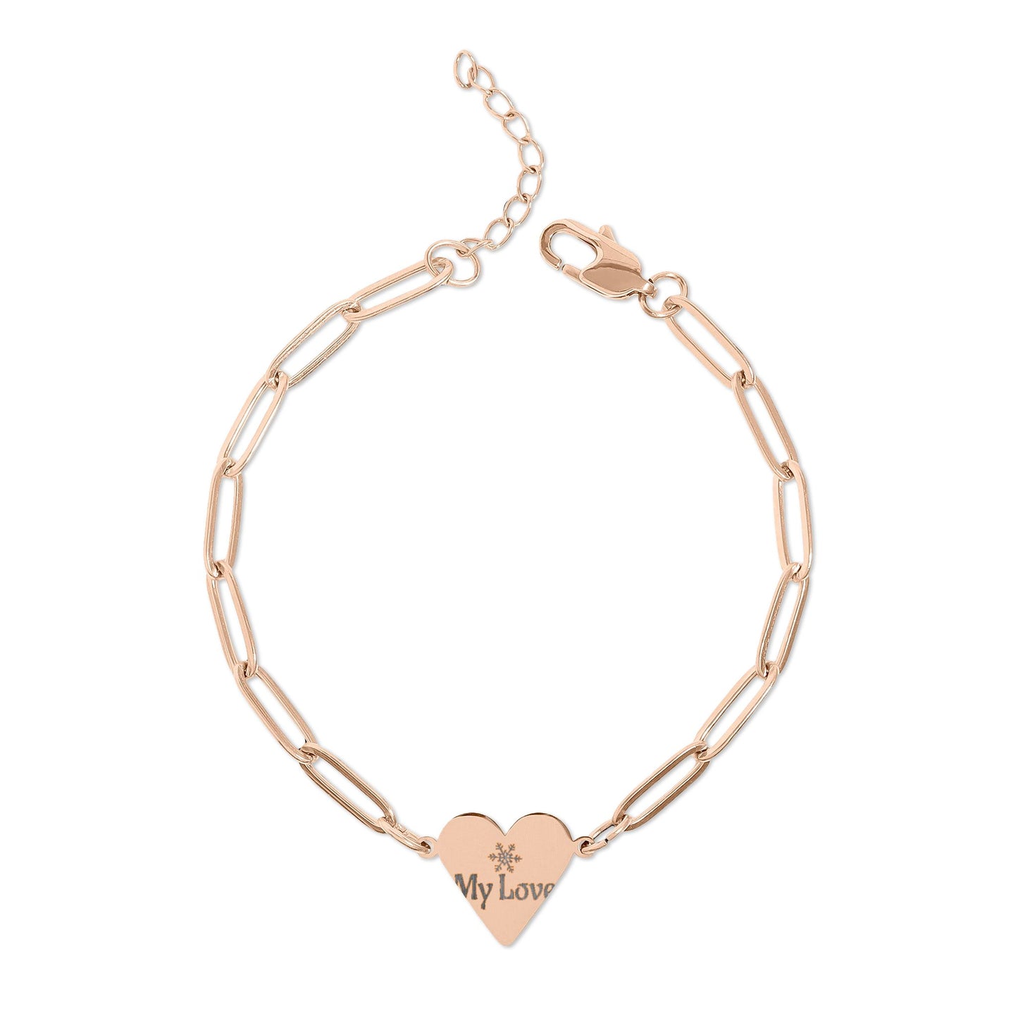 Paperclip Heart Engraved Bracelet – Personalized Romantic Gift