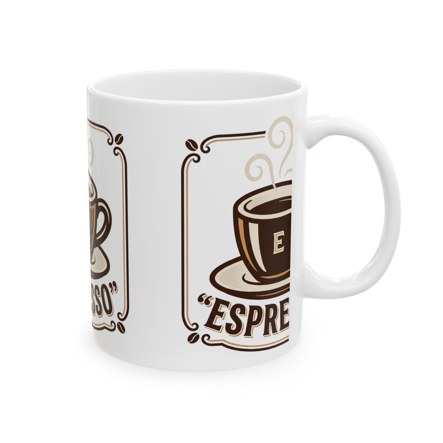 Espresso Cup Illustration Mug | Coffee Shop Retro Logo Ceramic Mug