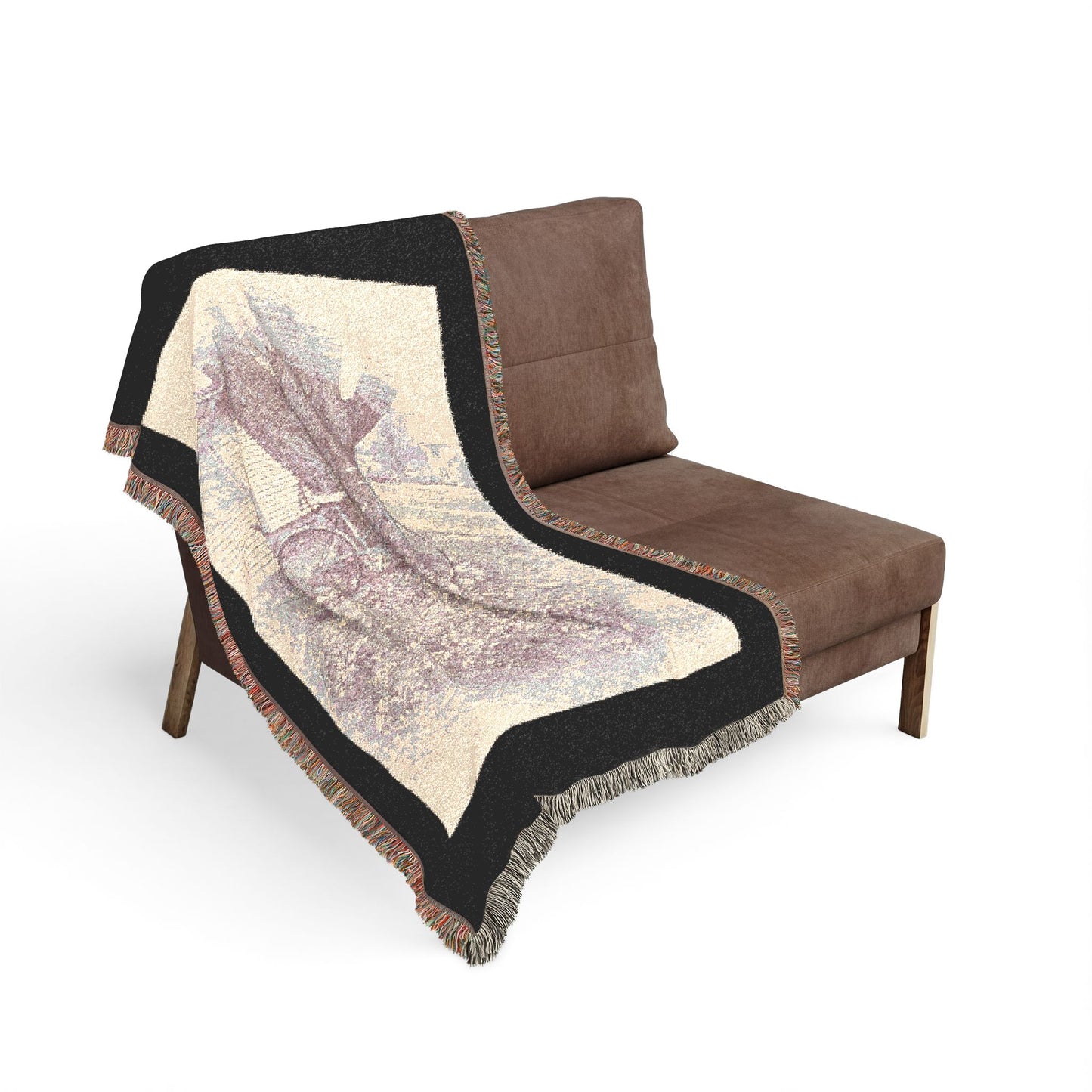 Vintage Romantic Woven Blanket – Floral Couple Tapestry Throw