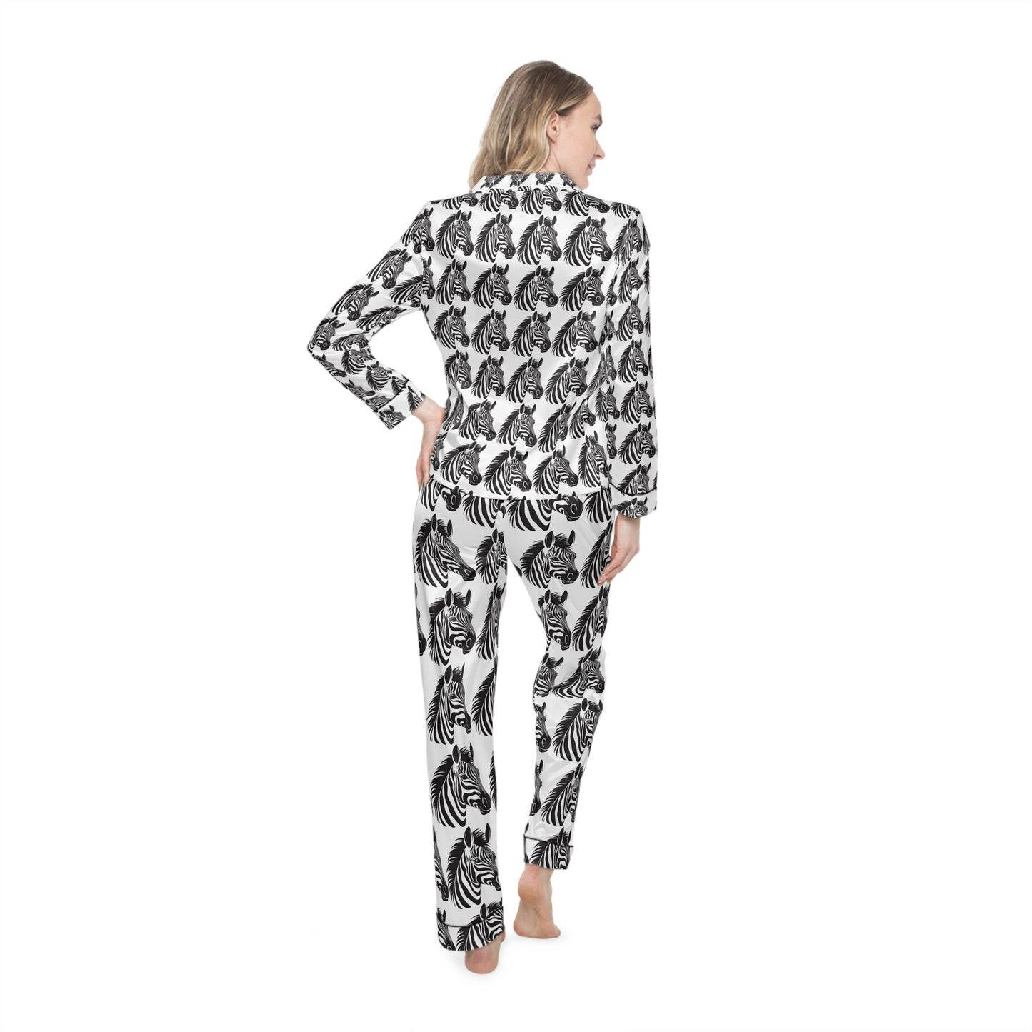 Zeus Zebra Pajamas Women's Satin Pajamas (AOP)