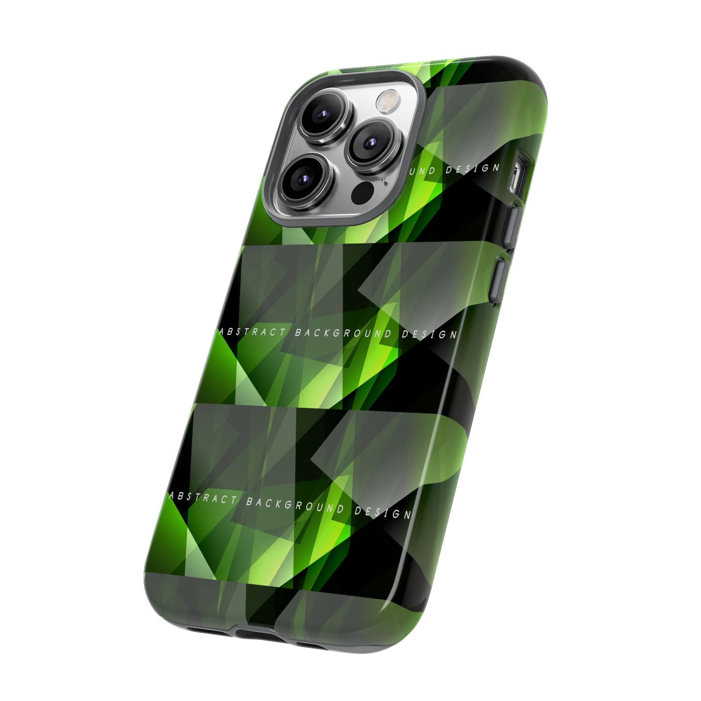 Green Geometric Phone Case — Abstract Triangular Pattern Tough Case