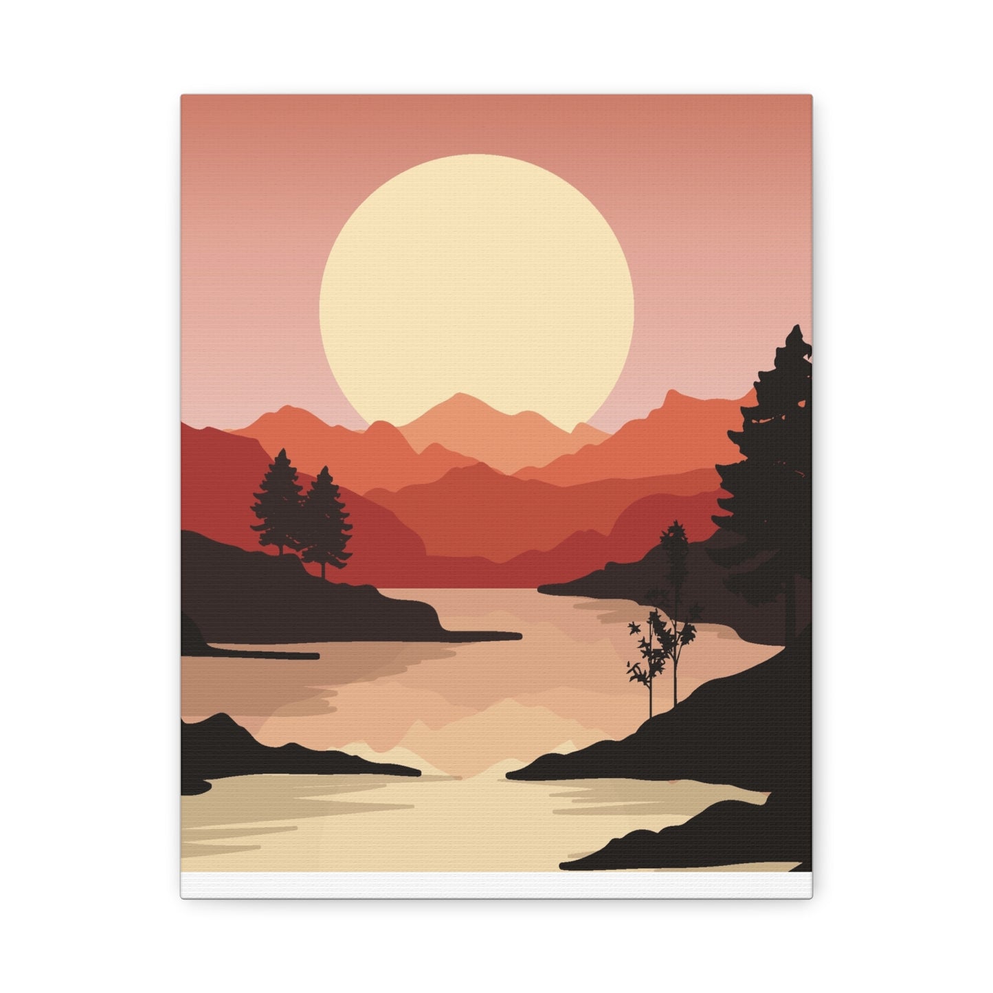 Minimal Mountain Outline Canvas, Stretched Matte, Single-Peak Trail Art | Mountaincore