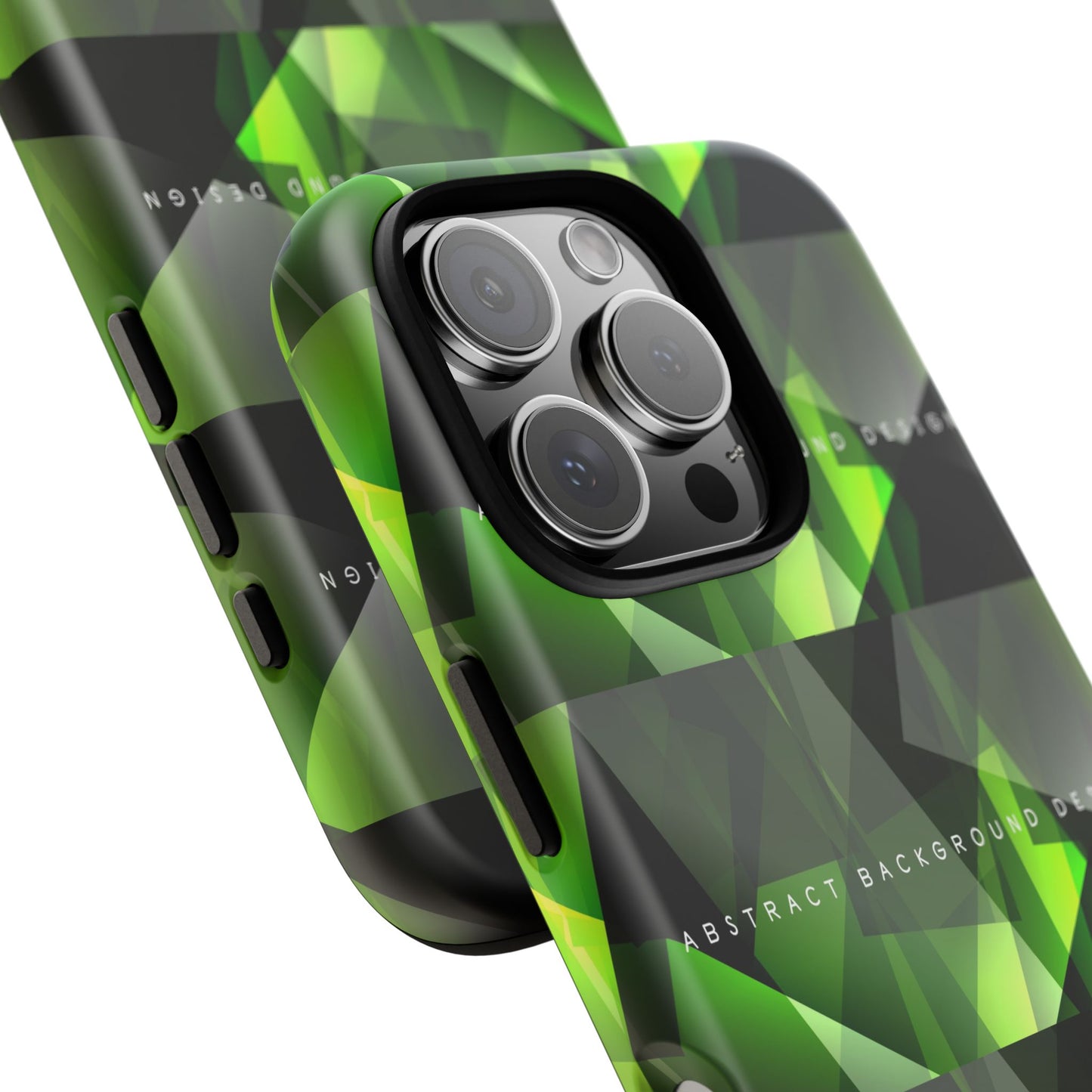 Green Geometric Phone Case — Abstract Triangular Pattern Tough Case