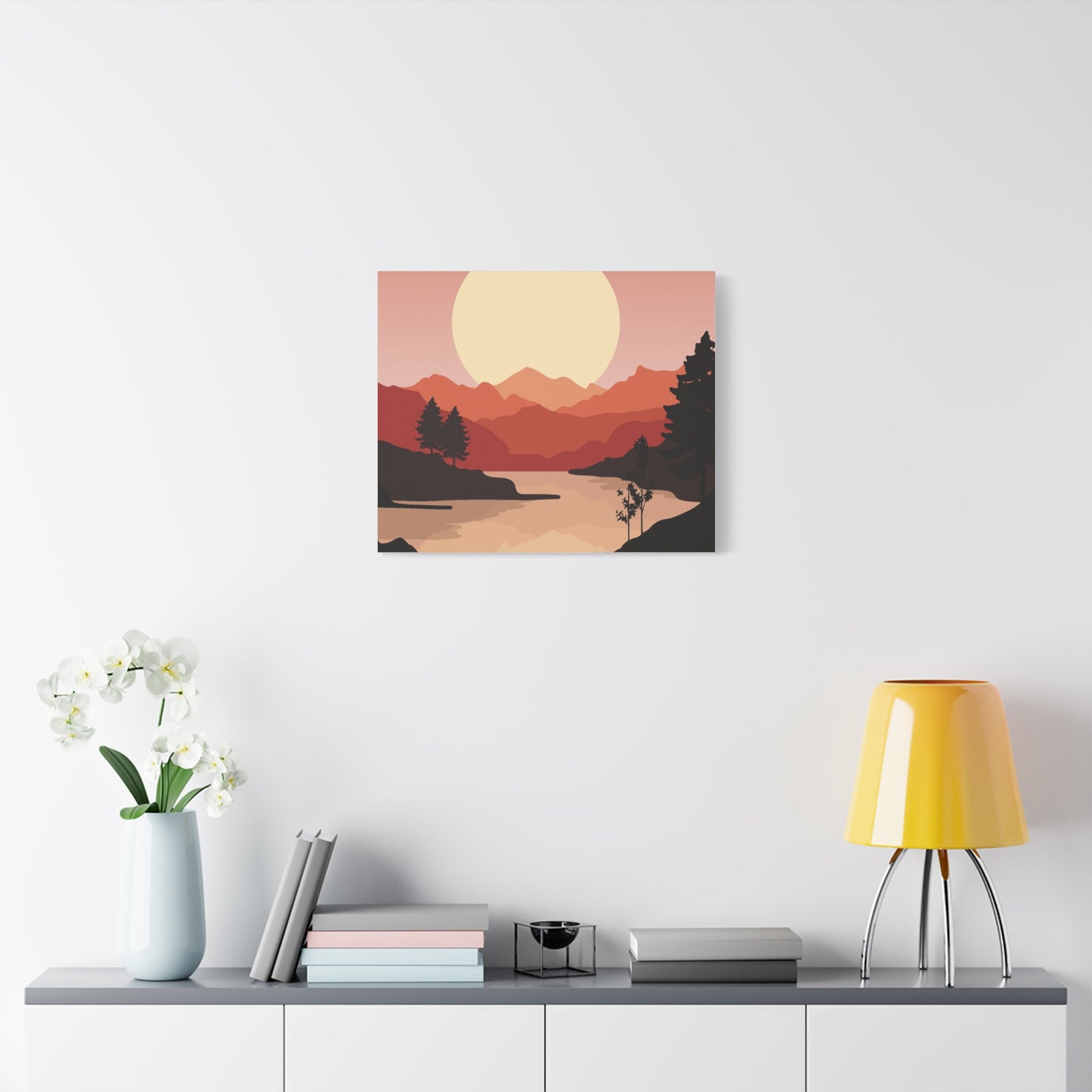 Minimal Mountain Outline Canvas, Stretched Matte, Single-Peak Trail Art | Mountaincore