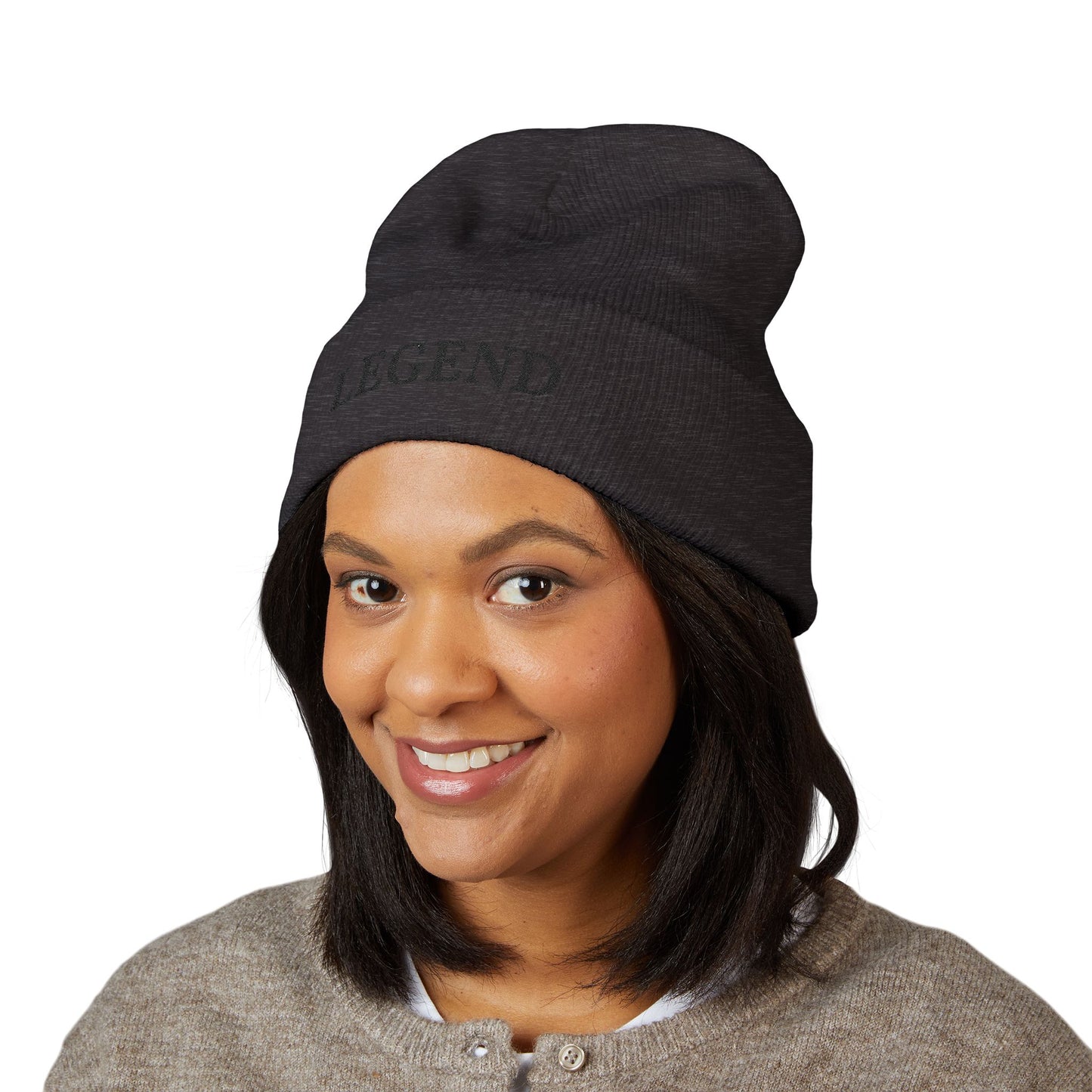 LEGEND embroidered cuffed beanie | Embroidery knit hat