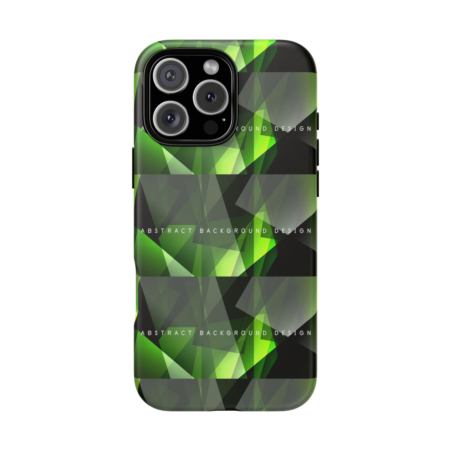Green Geometric Phone Case — Abstract Triangular Pattern Tough Case