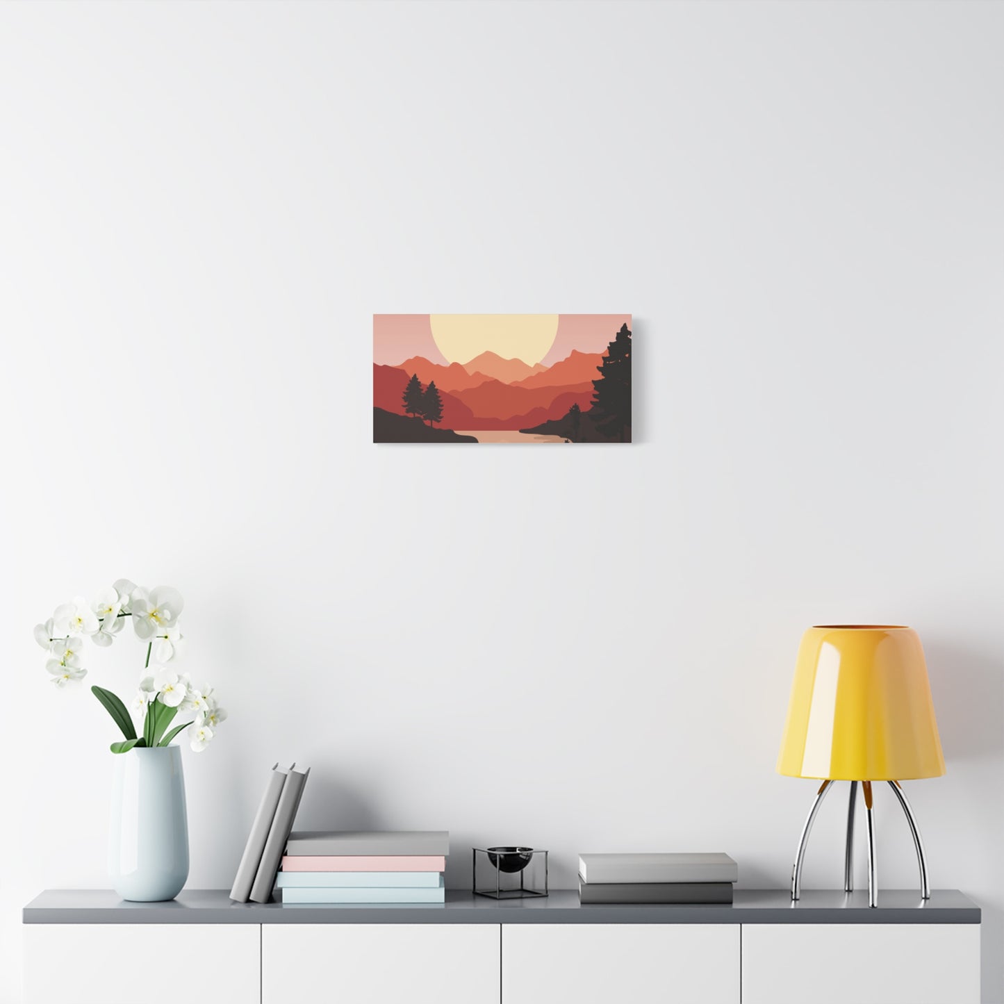 Minimal Mountain Outline Canvas, Stretched Matte, Single-Peak Trail Art | Mountaincore