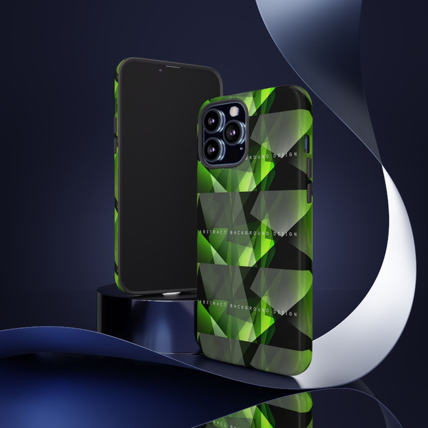 Green Geometric Phone Case — Abstract Triangular Pattern Tough Case