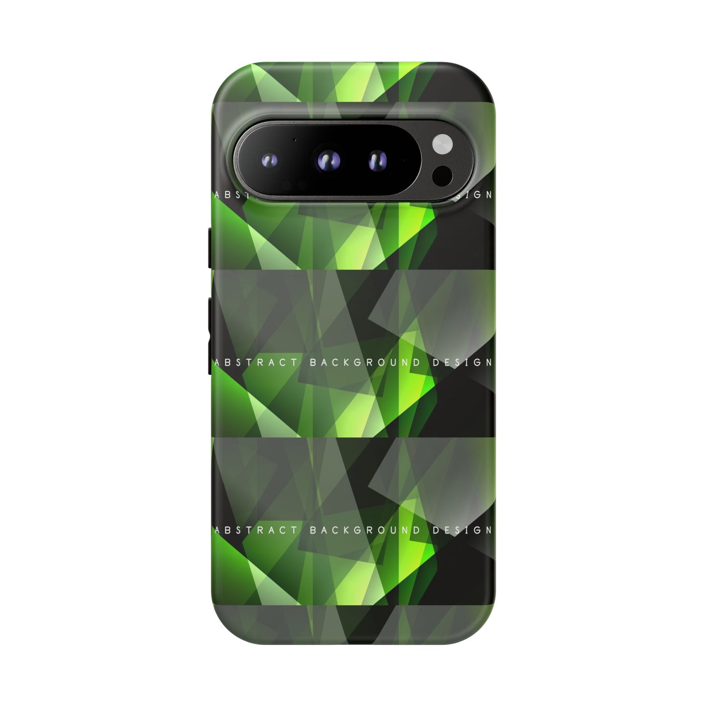 Green Geometric Phone Case — Abstract Triangular Pattern Tough Case