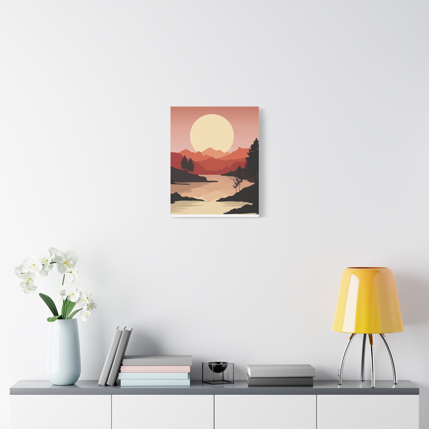 Minimal Mountain Outline Canvas, Stretched Matte, Single-Peak Trail Art | Mountaincore
