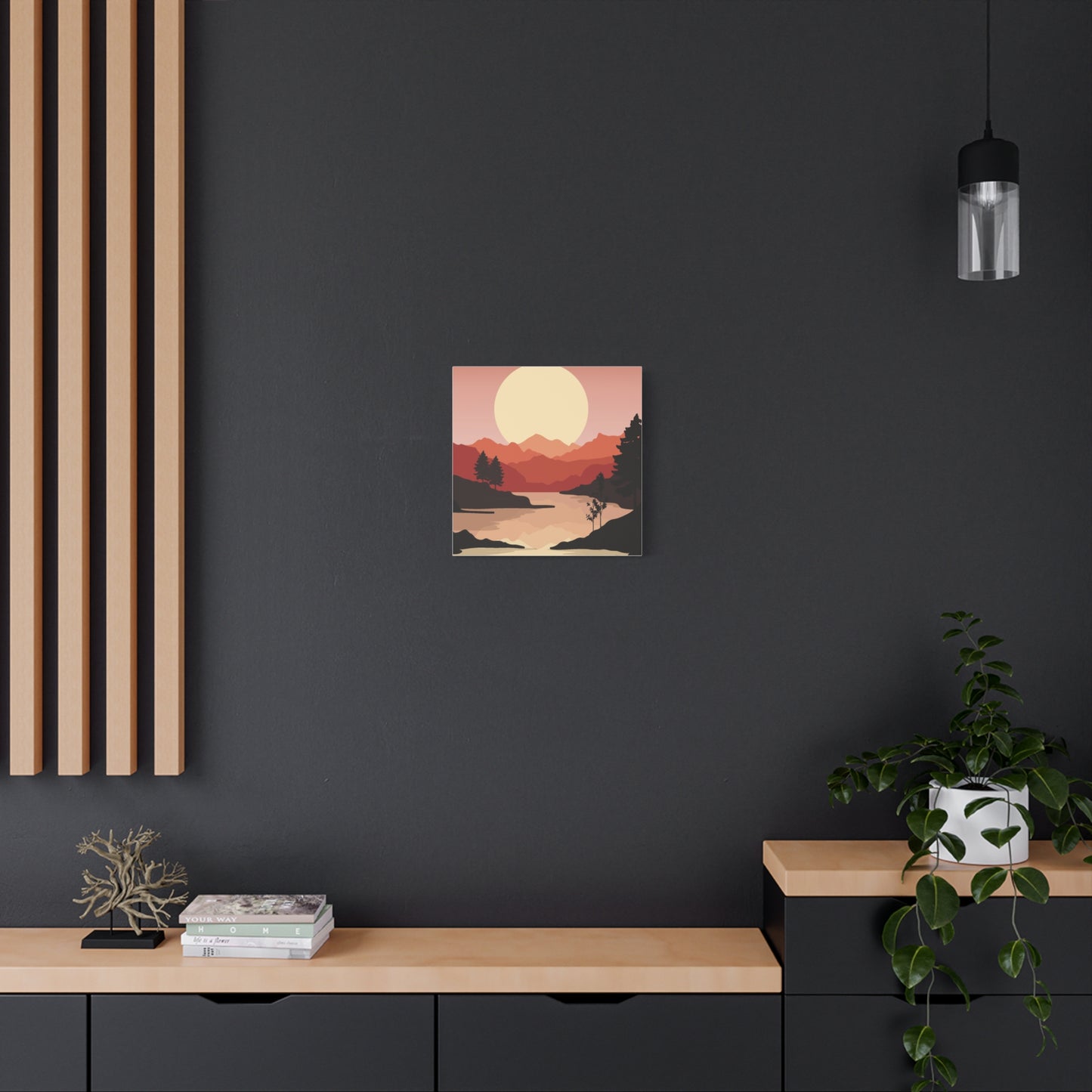 Minimal Mountain Outline Canvas, Stretched Matte, Single-Peak Trail Art | Mountaincore