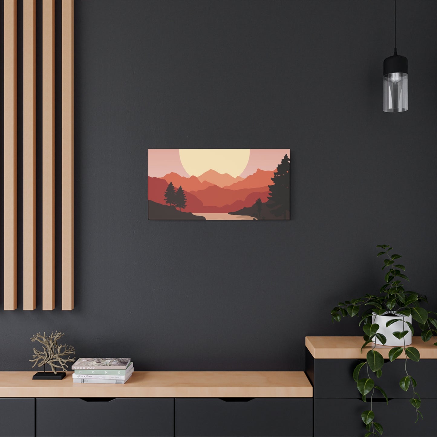 Minimal Mountain Outline Canvas, Stretched Matte, Single-Peak Trail Art | Mountaincore