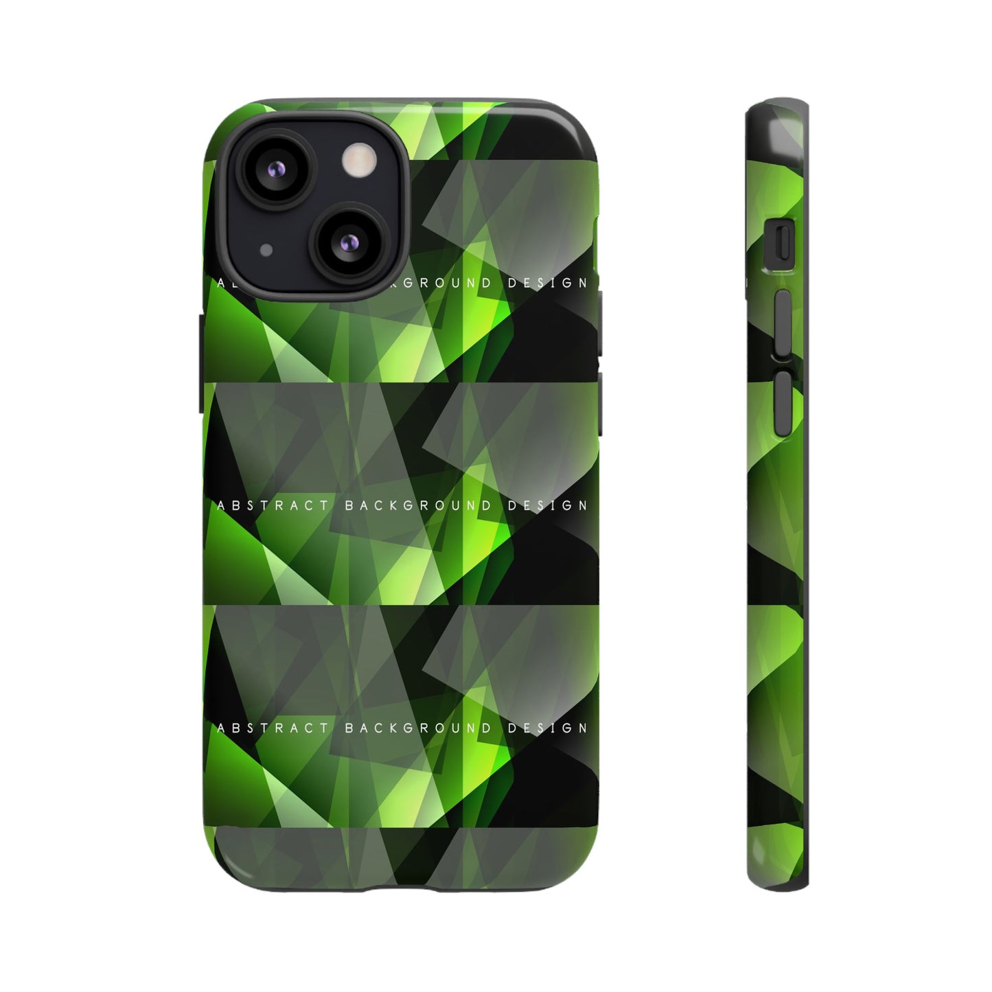 Green Geometric Phone Case — Abstract Triangular Pattern Tough Case