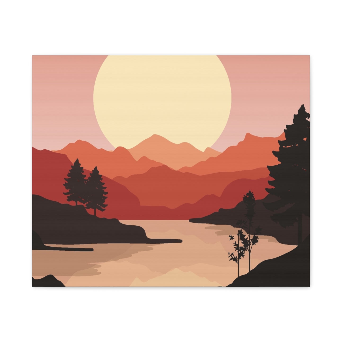 Minimal Mountain Outline Canvas, Stretched Matte, Single-Peak Trail Art | Mountaincore
