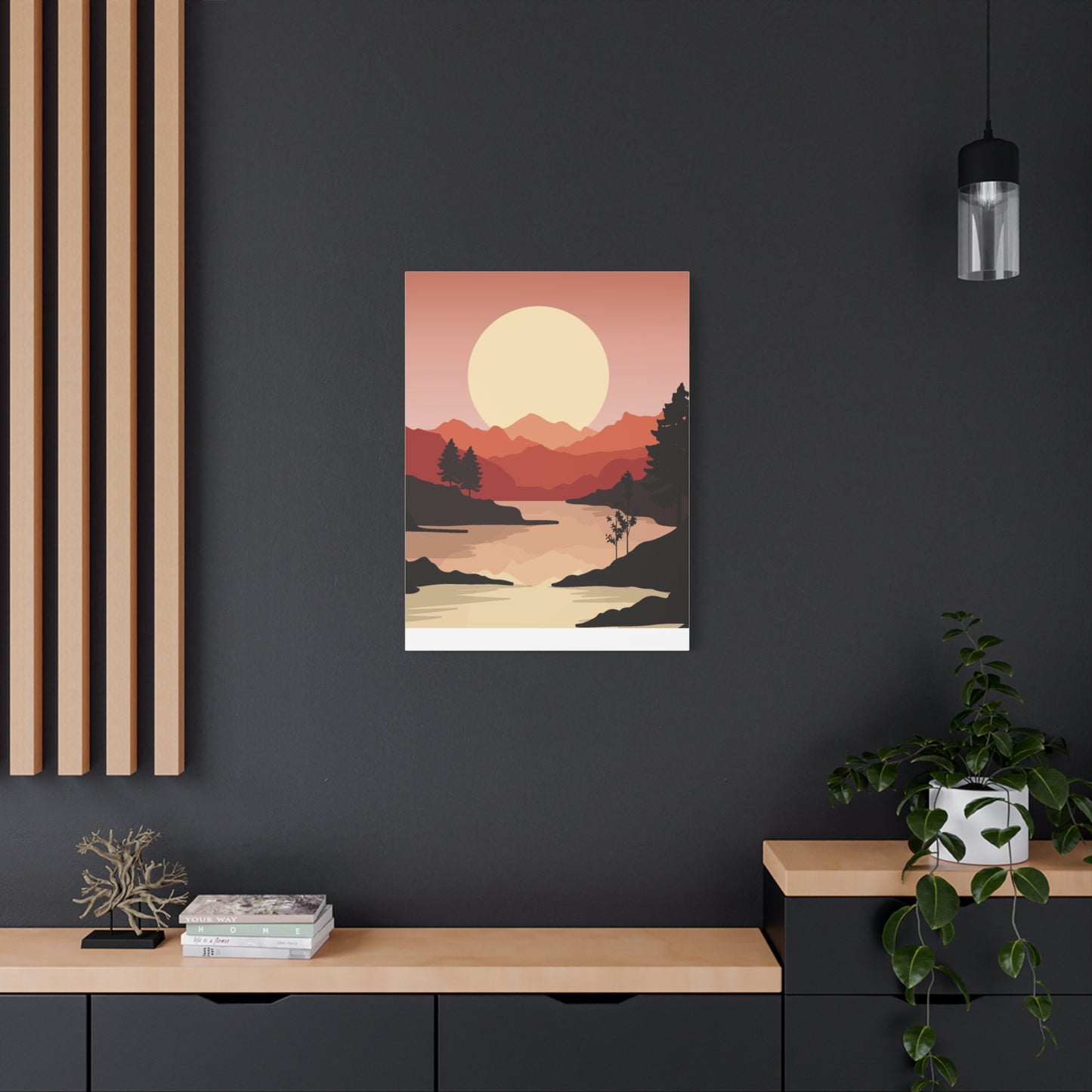 Minimal Mountain Outline Canvas, Stretched Matte, Single-Peak Trail Art | Mountaincore