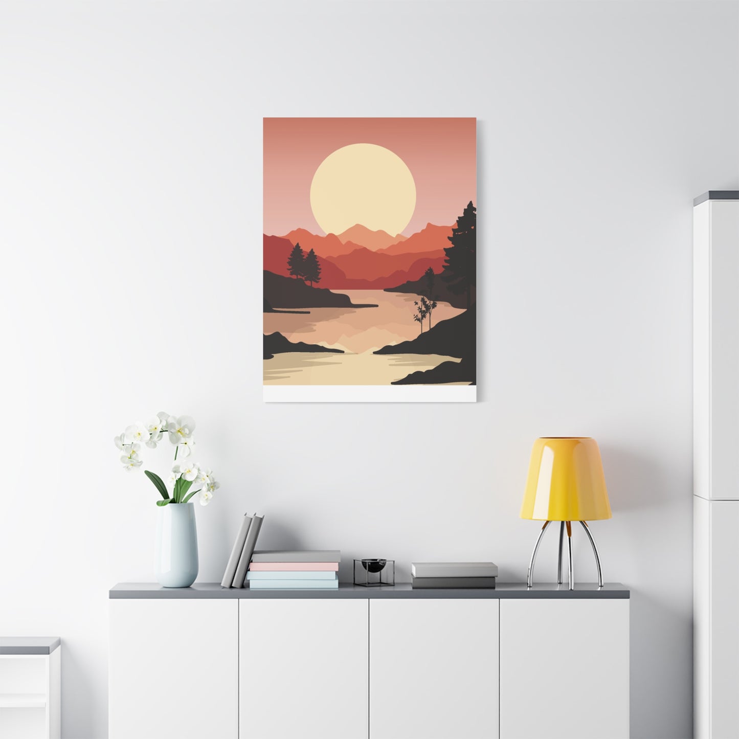 Minimal Mountain Outline Canvas, Stretched Matte, Single-Peak Trail Art | Mountaincore