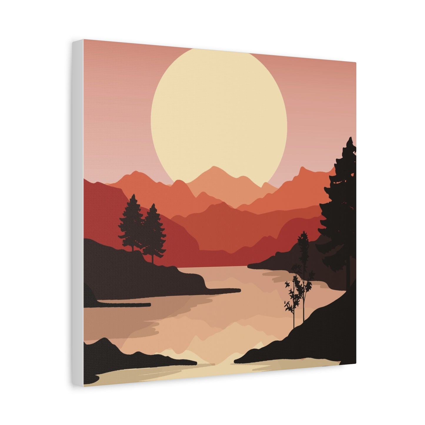 Minimal Mountain Outline Canvas, Stretched Matte, Single-Peak Trail Art | Mountaincore