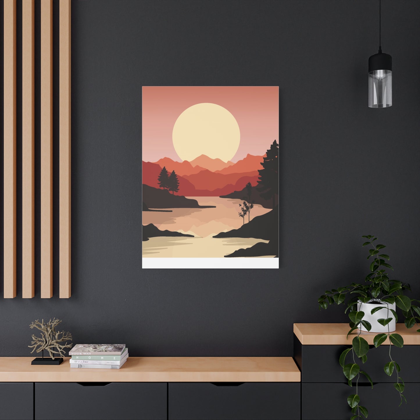 Minimal Mountain Outline Canvas, Stretched Matte, Single-Peak Trail Art | Mountaincore
