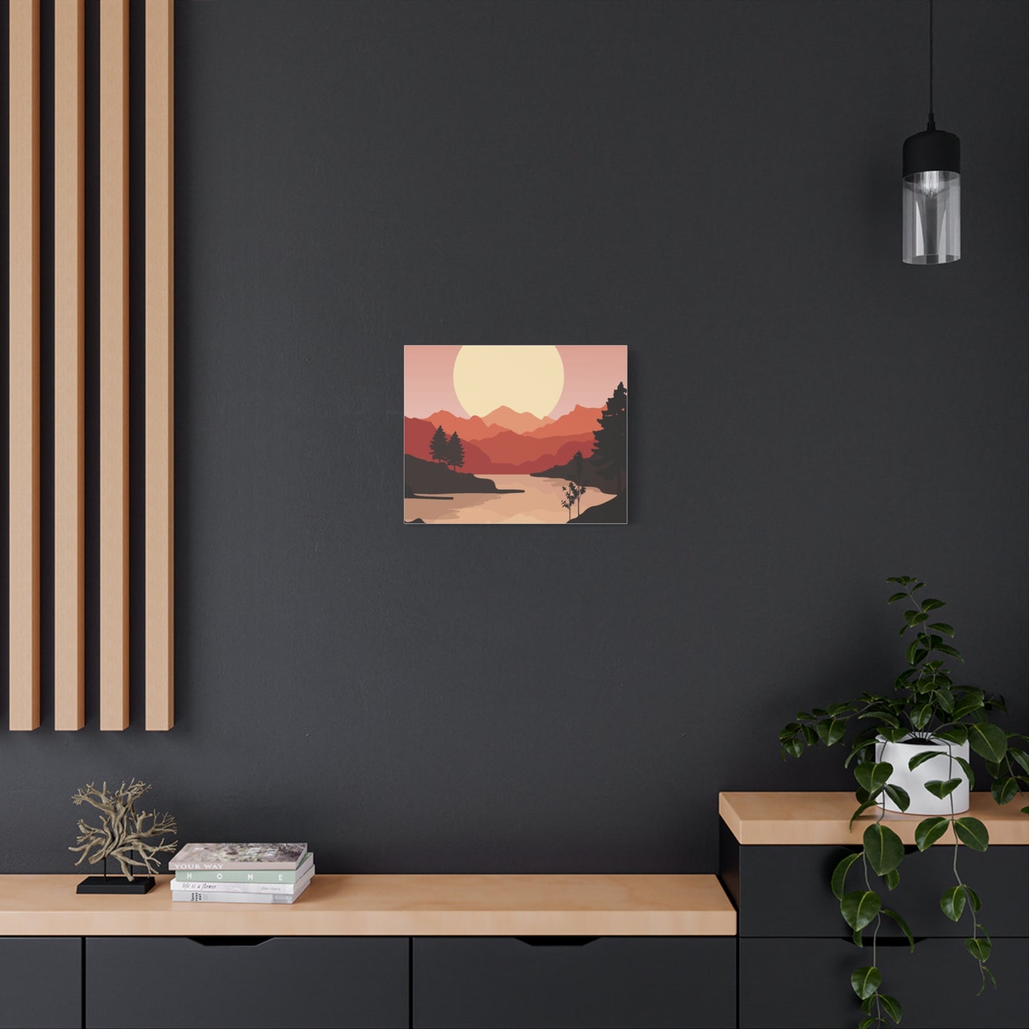 Minimal Mountain Outline Canvas, Stretched Matte, Single-Peak Trail Art | Mountaincore