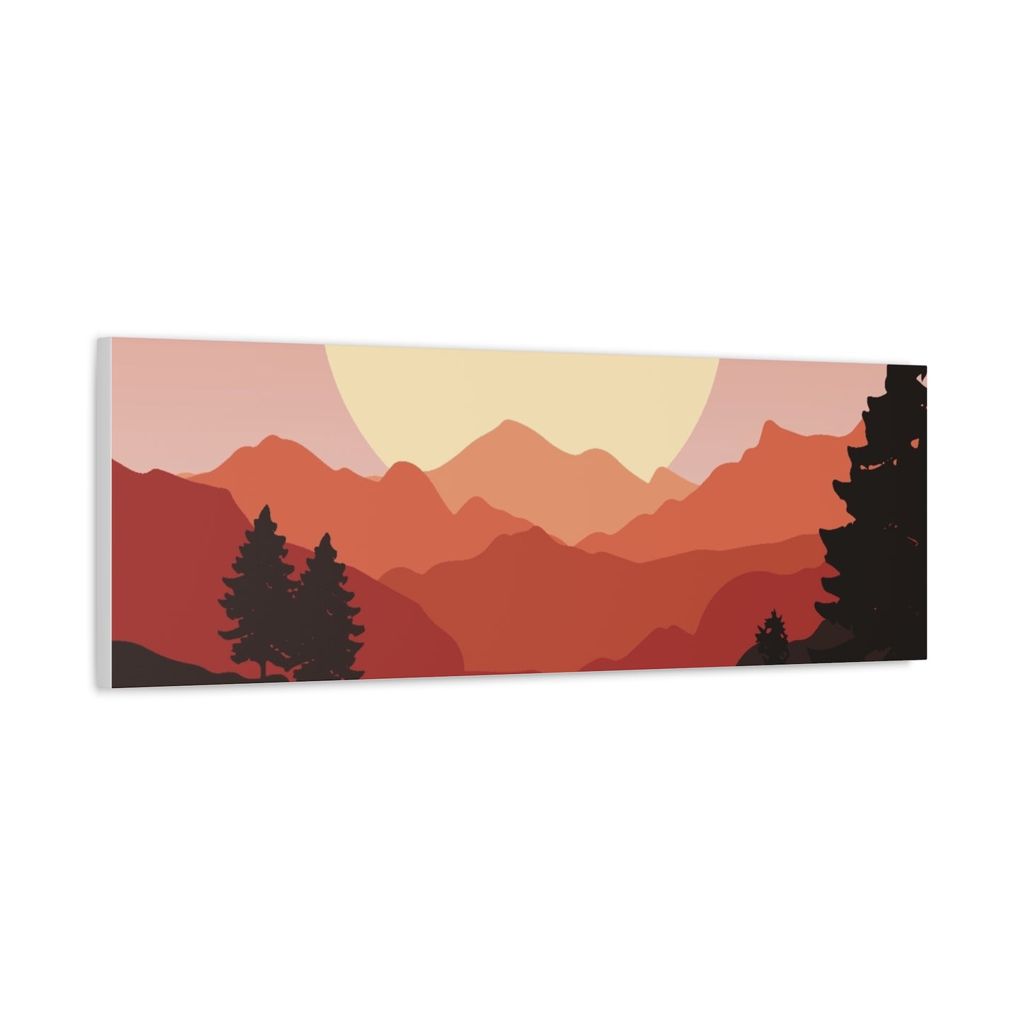 Minimal Mountain Outline Canvas, Stretched Matte, Single-Peak Trail Art | Mountaincore