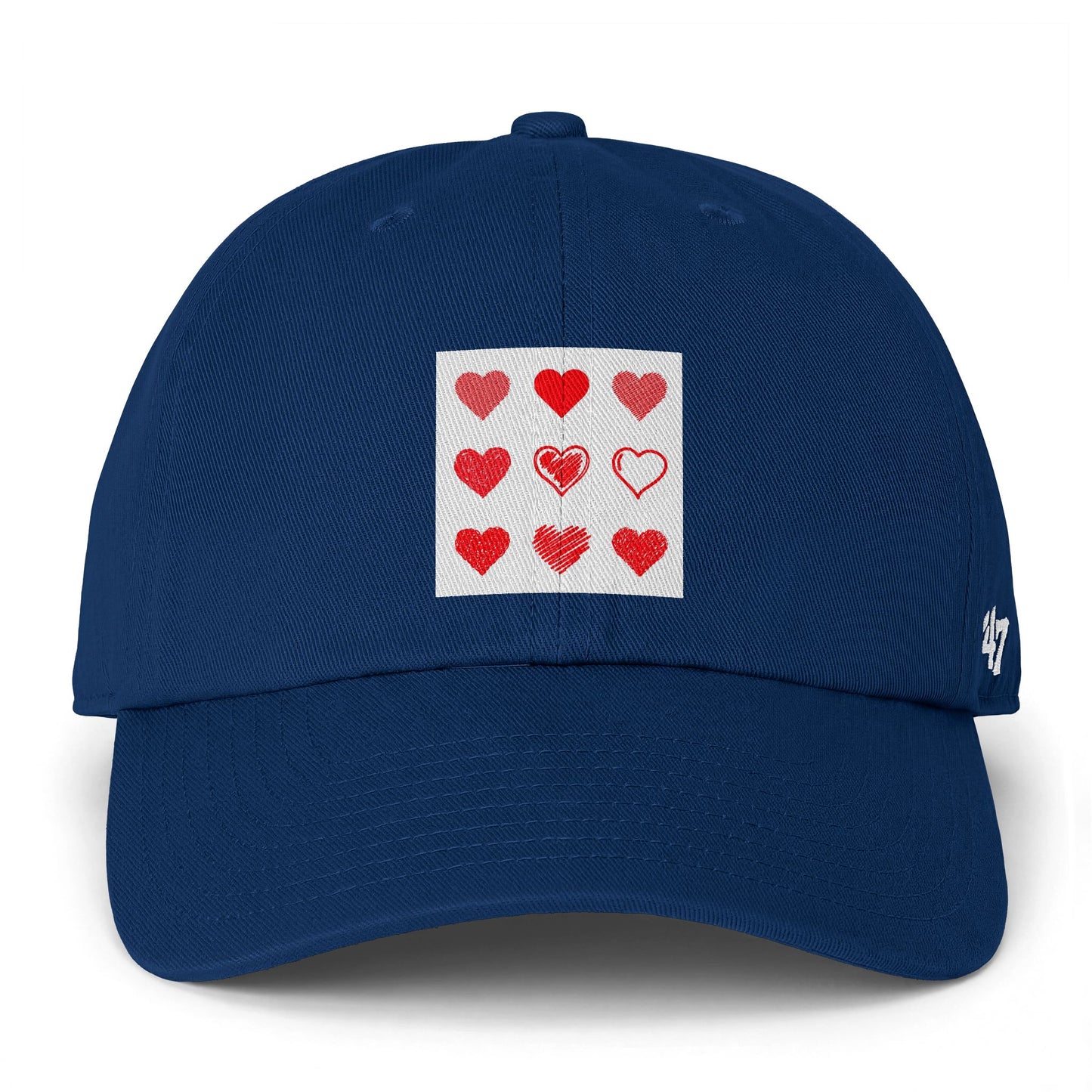 Heart Grid Baseball Cap — Red Heart Patch Dad Hat