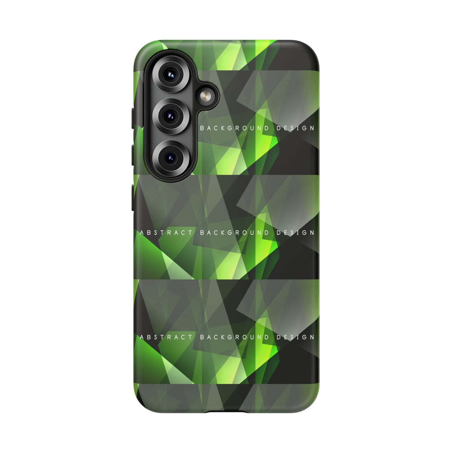 Green Geometric Phone Case — Abstract Triangular Pattern Tough Case