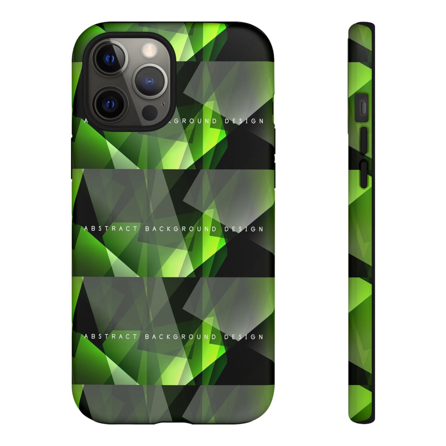 Green Geometric Phone Case — Abstract Triangular Pattern Tough Case