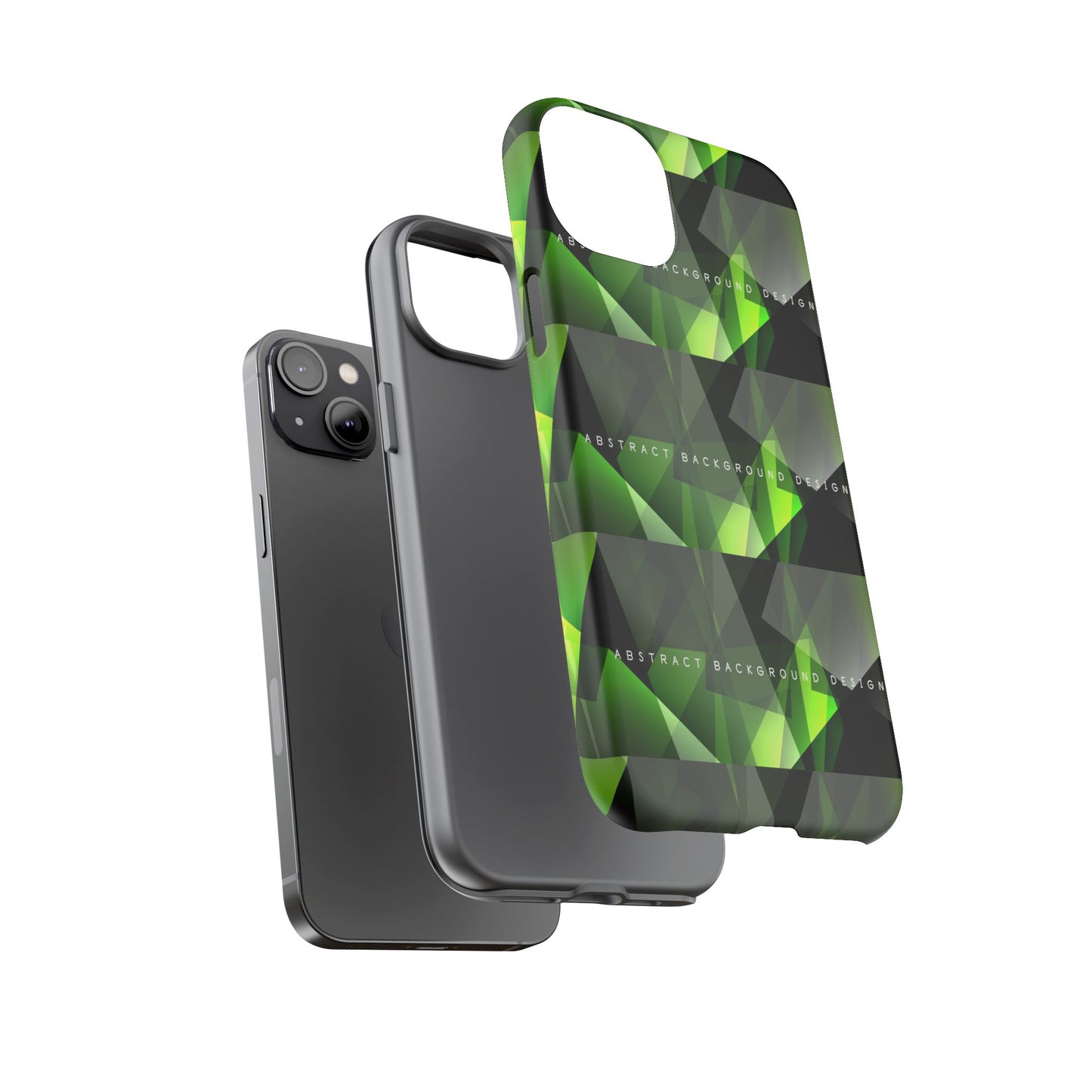 Green Geometric Phone Case — Abstract Triangular Pattern Tough Case