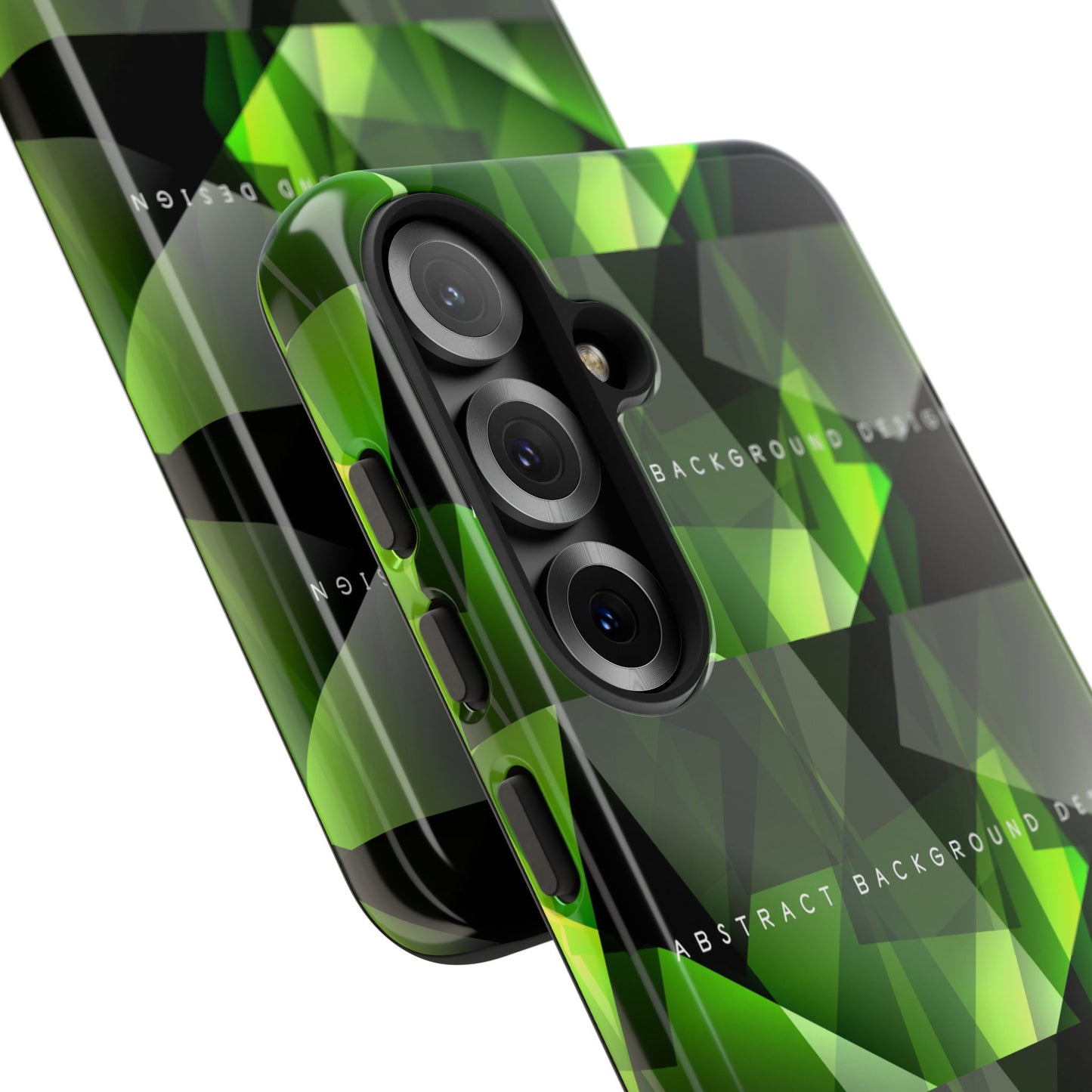 Green Geometric Phone Case — Abstract Triangular Pattern Tough Case