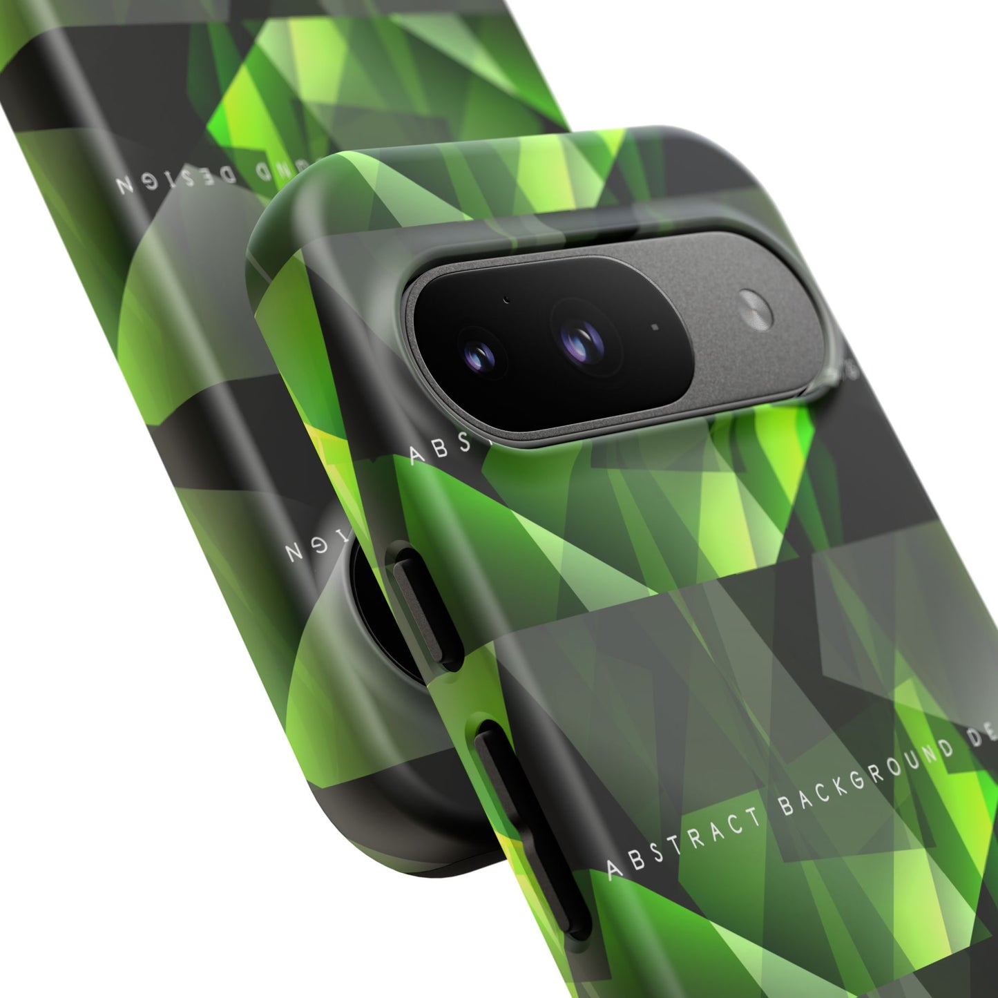 Green Geometric Phone Case — Abstract Triangular Pattern Tough Case