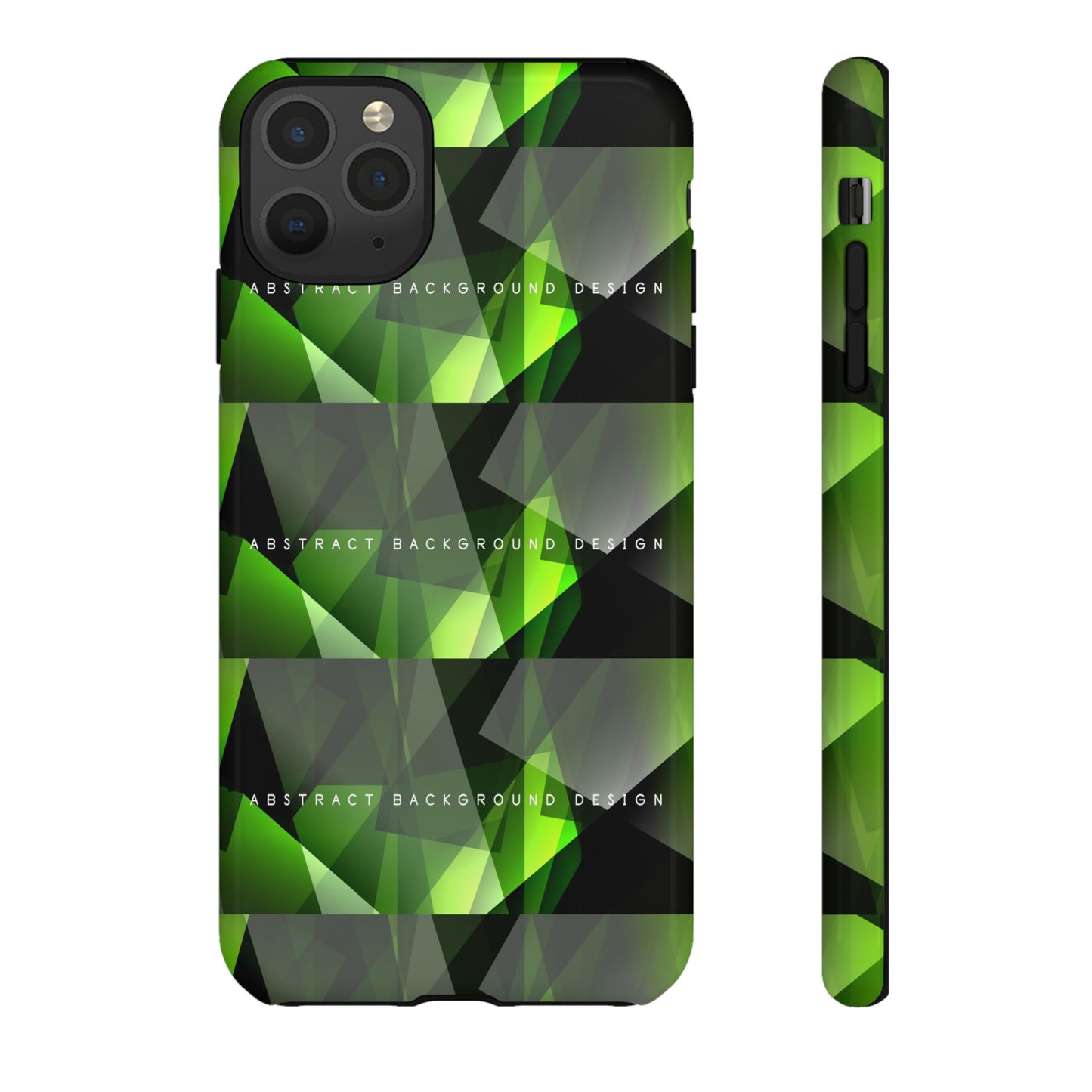 Green Geometric Phone Case — Abstract Triangular Pattern Tough Case