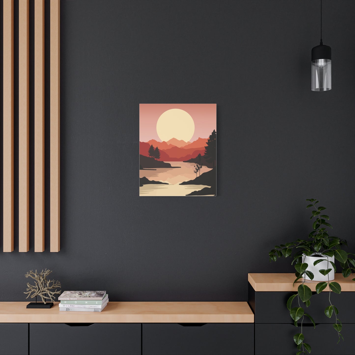 Minimal Mountain Outline Canvas, Stretched Matte, Single-Peak Trail Art | Mountaincore