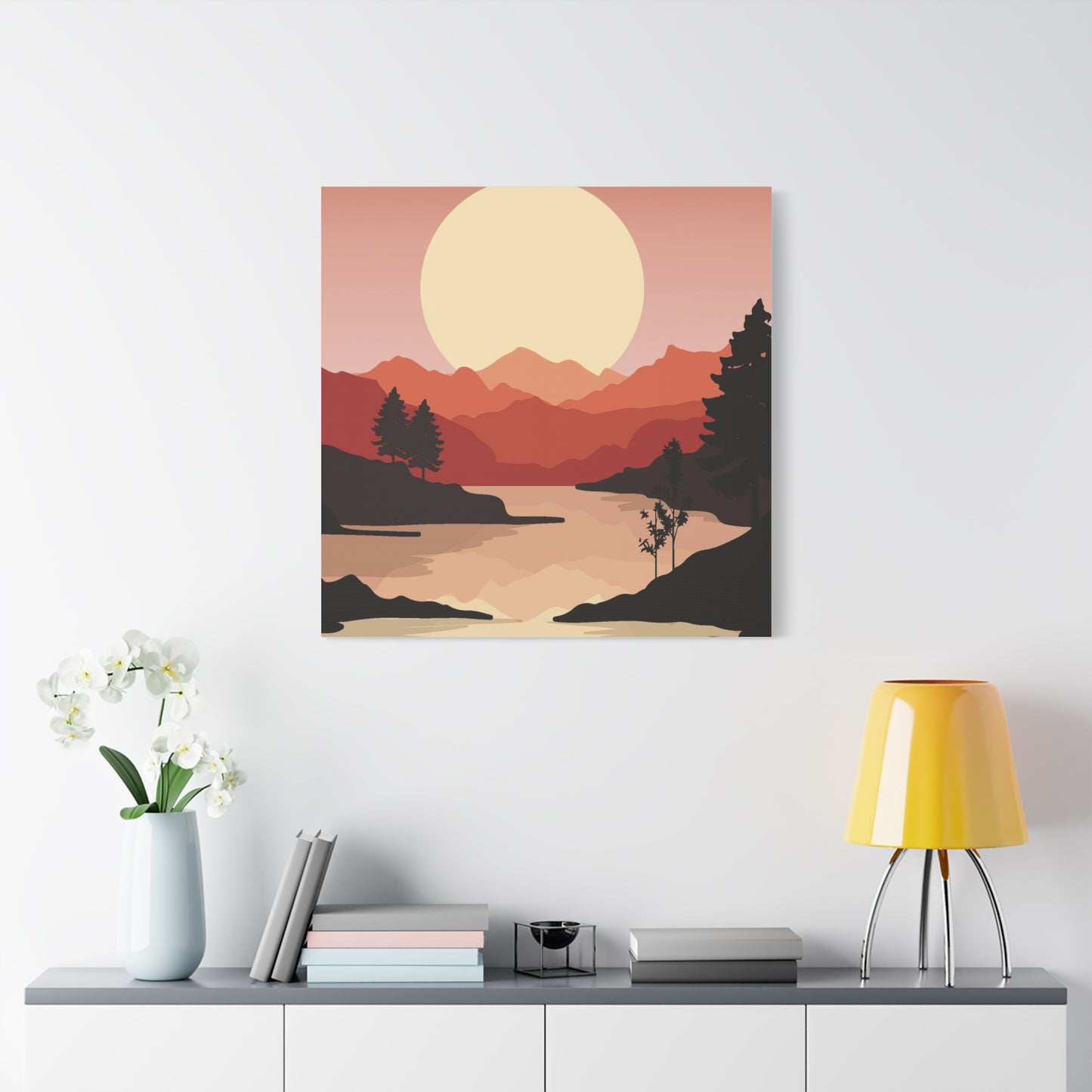 Minimal Mountain Outline Canvas, Stretched Matte, Single-Peak Trail Art | Mountaincore
