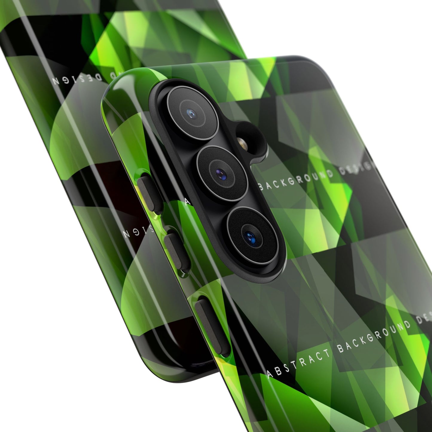 Green Geometric Phone Case — Abstract Triangular Pattern Tough Case