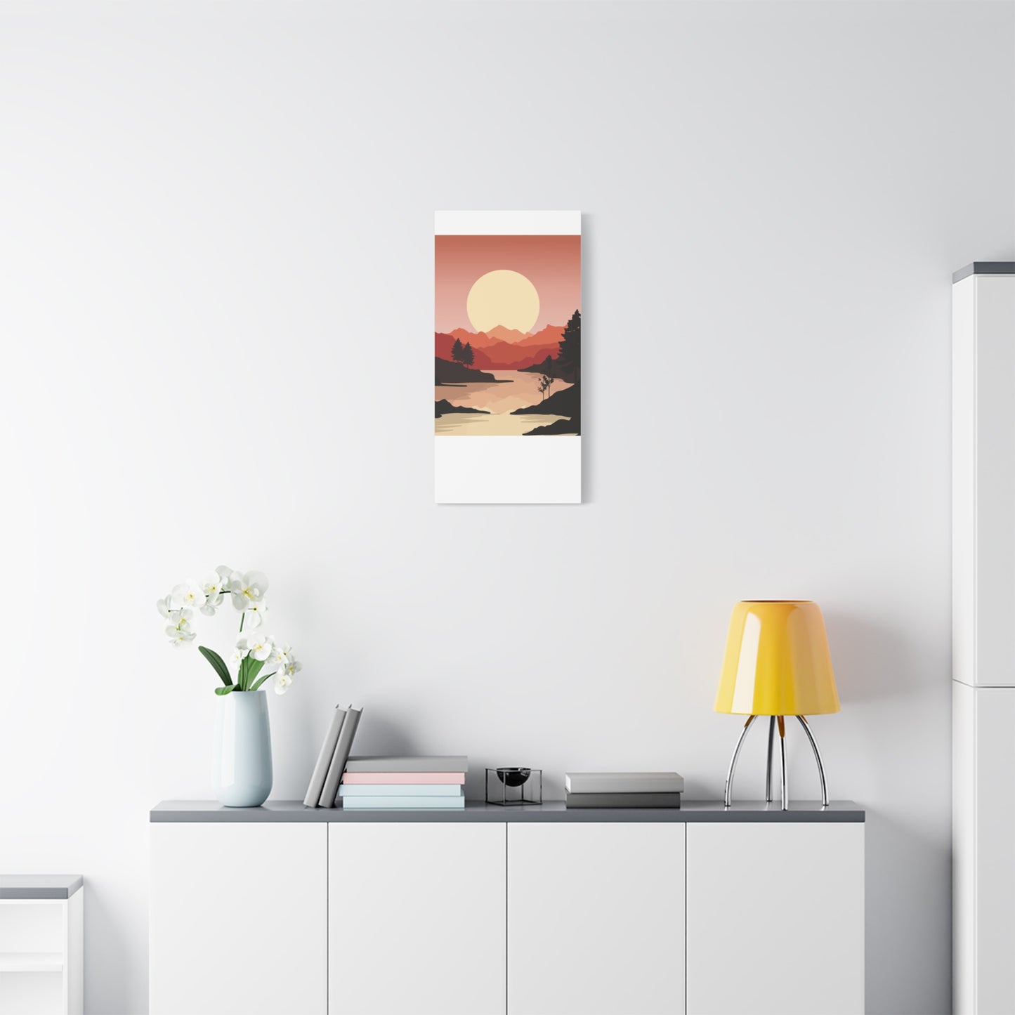 Minimal Mountain Outline Canvas, Stretched Matte, Single-Peak Trail Art | Mountaincore