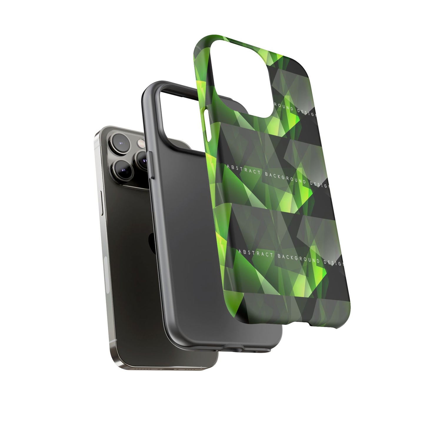 Green Geometric Phone Case — Abstract Triangular Pattern Tough Case