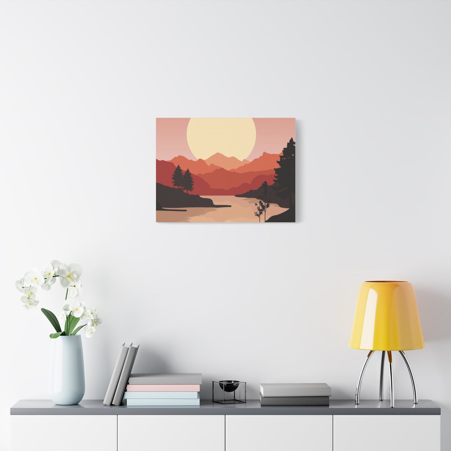 Minimal Mountain Outline Canvas, Stretched Matte, Single-Peak Trail Art | Mountaincore