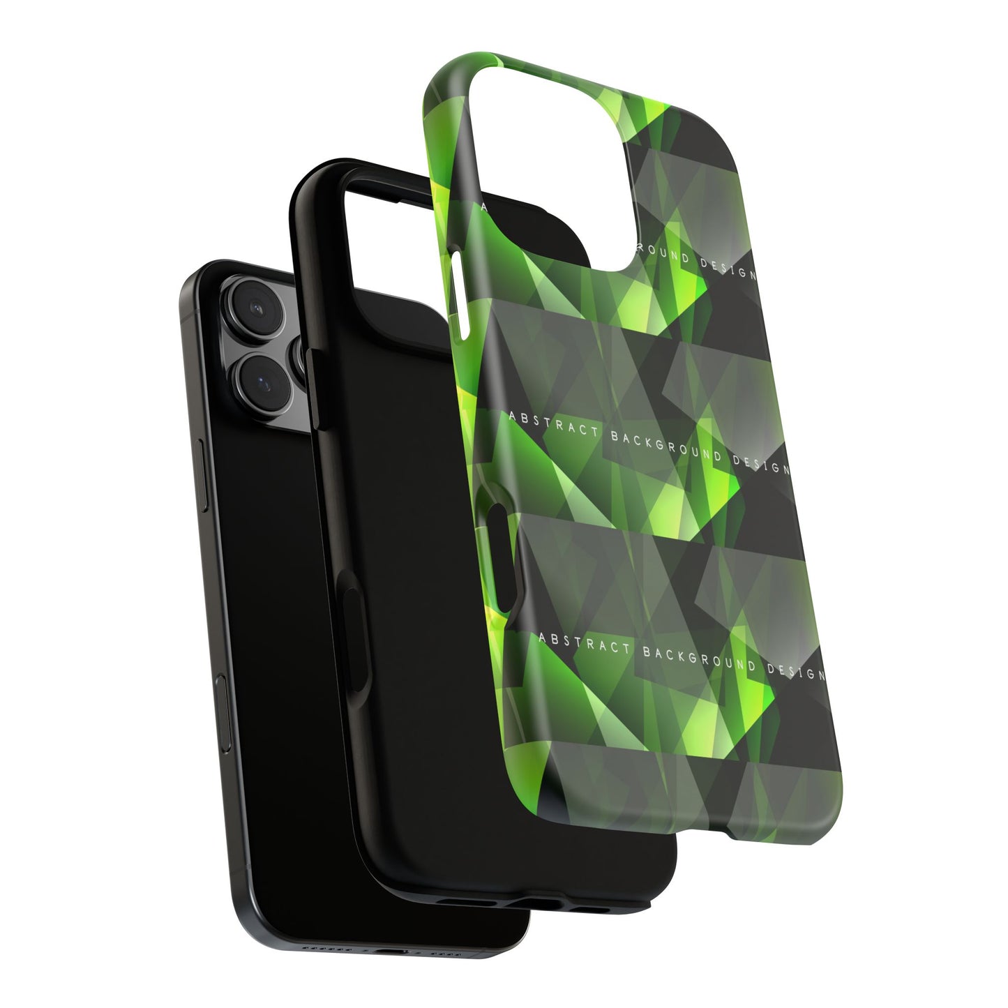 Green Geometric Phone Case — Abstract Triangular Pattern Tough Case