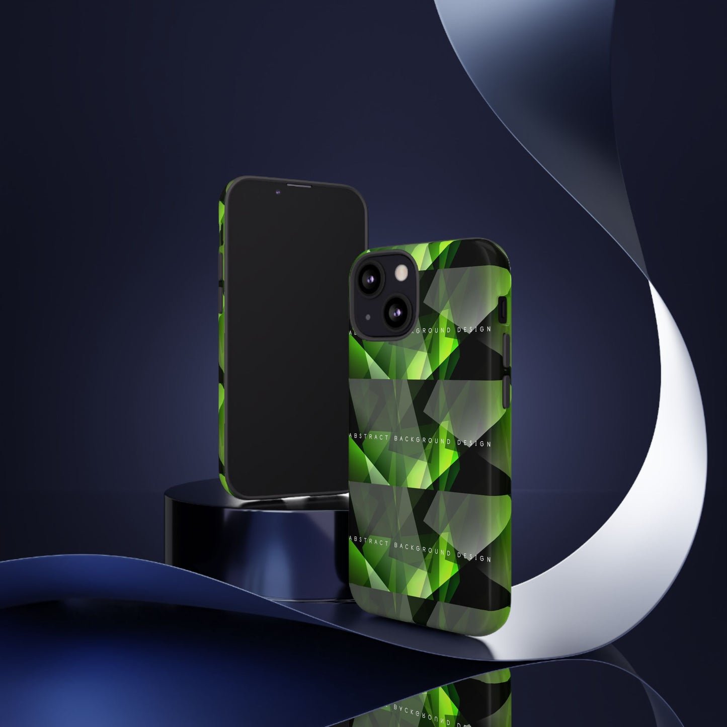 Green Geometric Phone Case — Abstract Triangular Pattern Tough Case