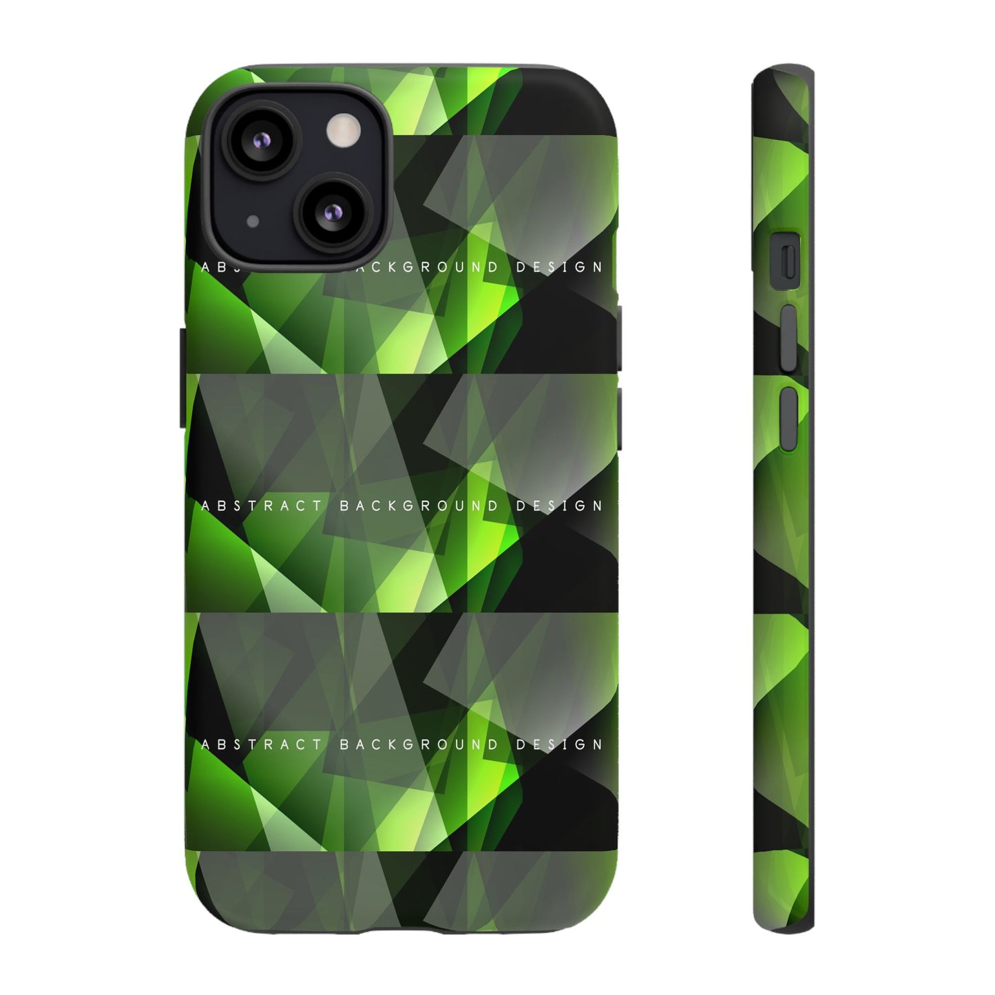 Green Geometric Phone Case — Abstract Triangular Pattern Tough Case