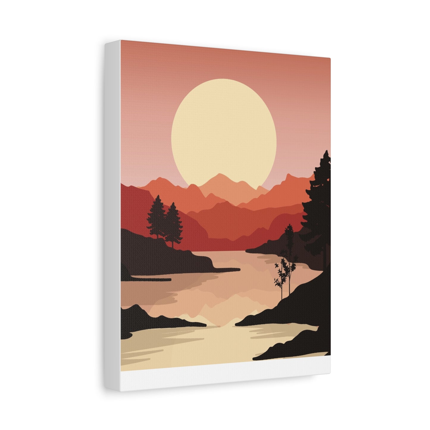 Minimal Mountain Outline Canvas, Stretched Matte, Single-Peak Trail Art | Mountaincore