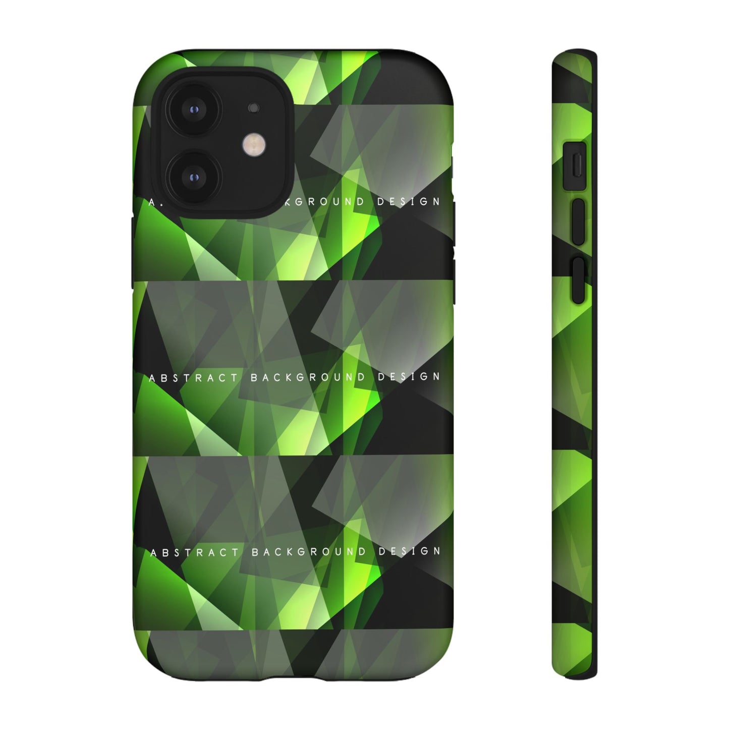 Green Geometric Phone Case — Abstract Triangular Pattern Tough Case