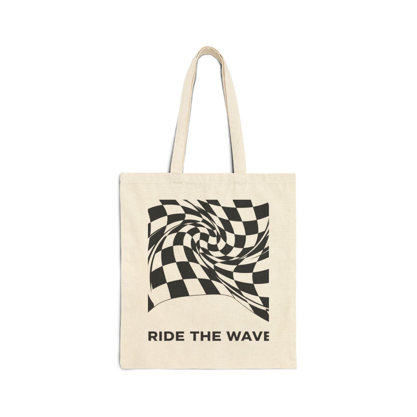 Warped Checker Print Tote | dizzy checker pattern, mod graphic