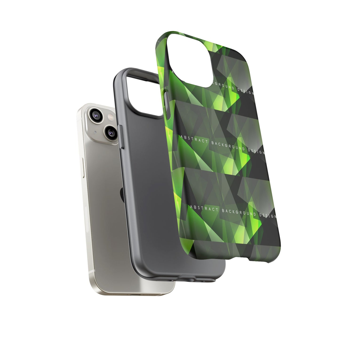 Green Geometric Phone Case — Abstract Triangular Pattern Tough Case