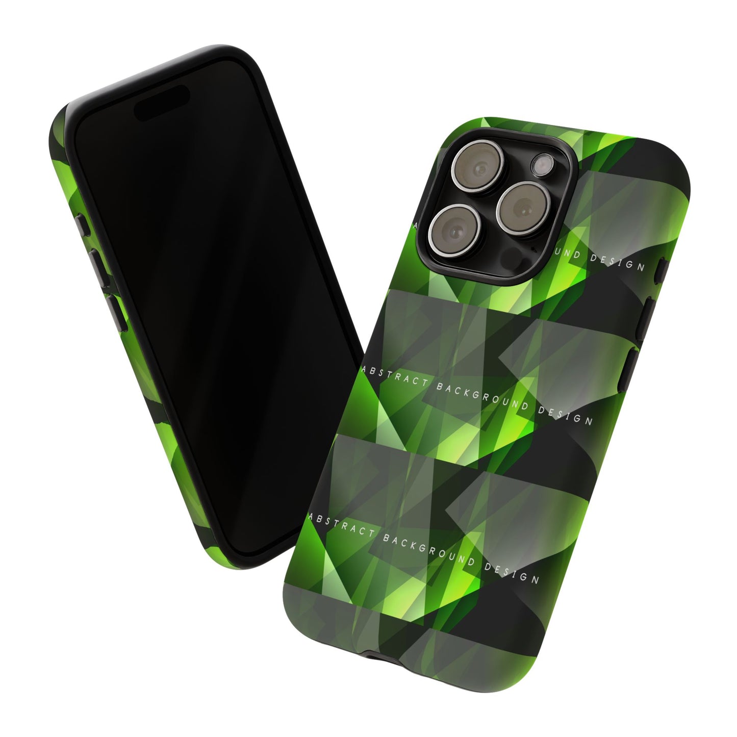 Green Geometric Phone Case — Abstract Triangular Pattern Tough Case