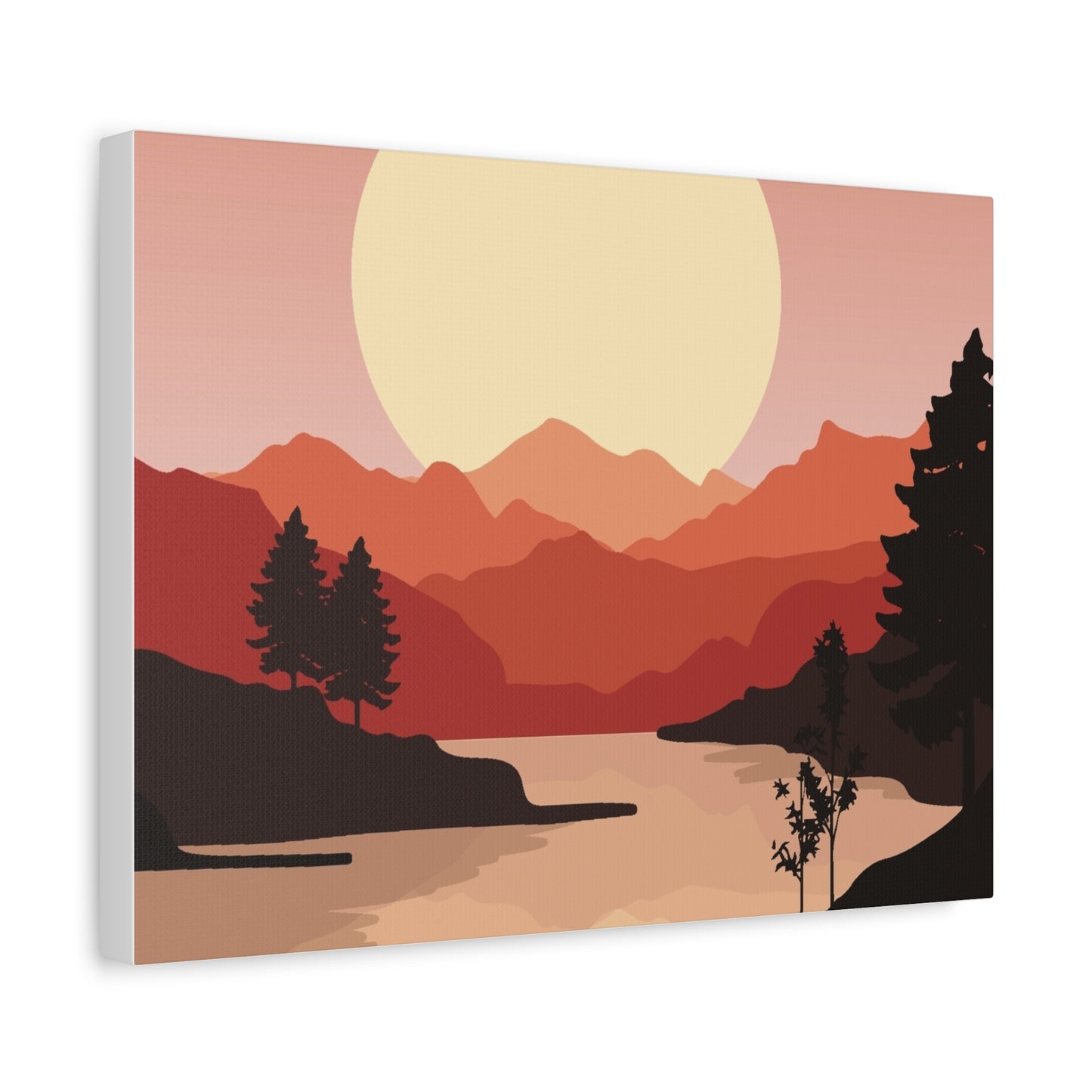 Minimal Mountain Outline Canvas, Stretched Matte, Single-Peak Trail Art | Mountaincore