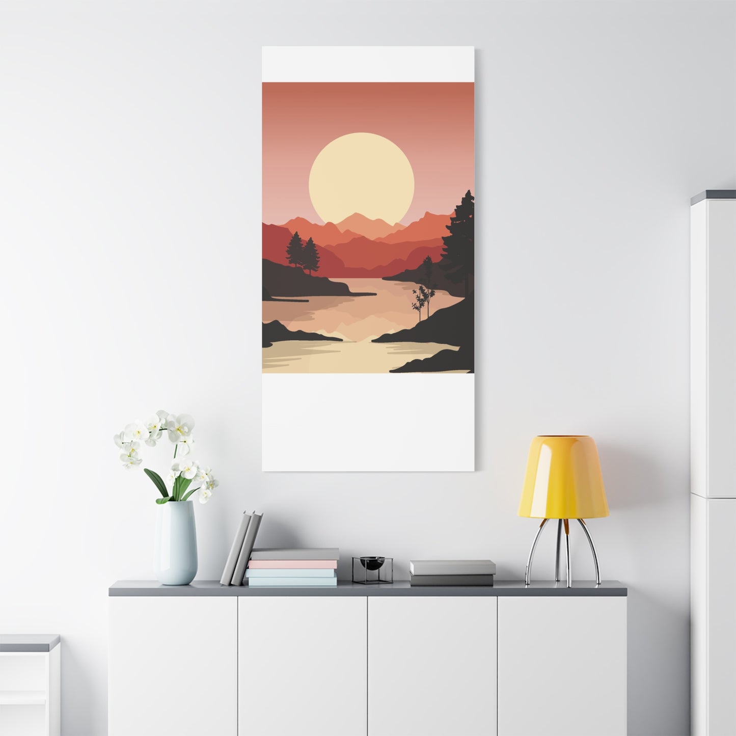 Minimal Mountain Outline Canvas, Stretched Matte, Single-Peak Trail Art | Mountaincore
