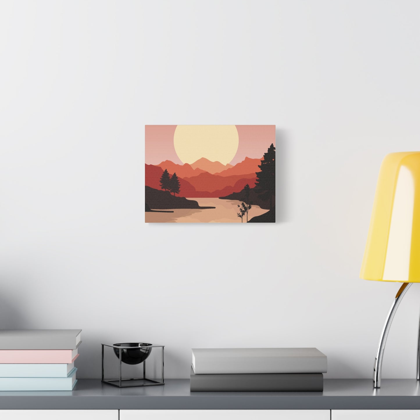Minimal Mountain Outline Canvas, Stretched Matte, Single-Peak Trail Art | Mountaincore