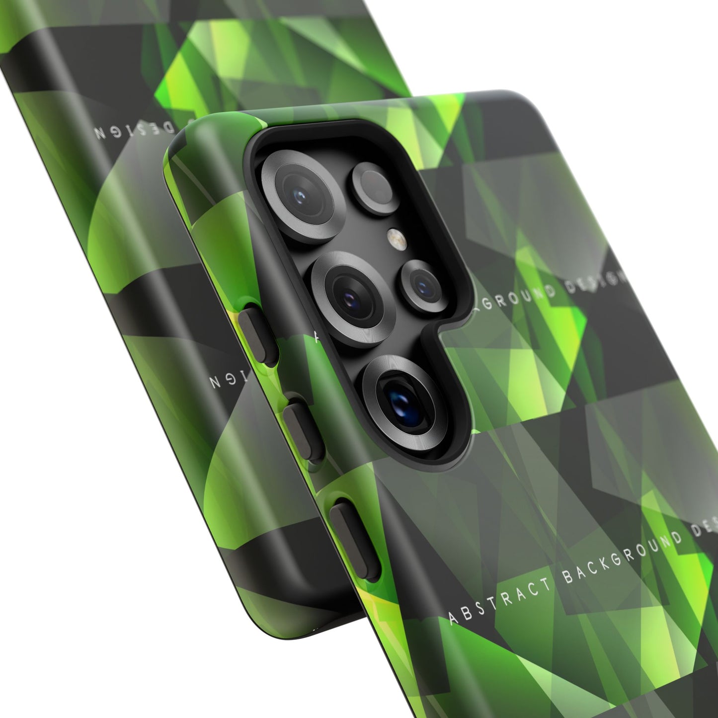 Green Geometric Phone Case — Abstract Triangular Pattern Tough Case