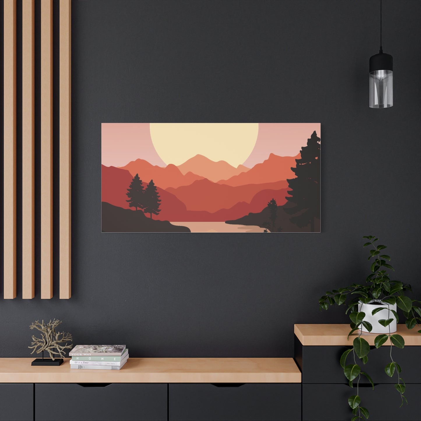 Minimal Mountain Outline Canvas, Stretched Matte, Single-Peak Trail Art | Mountaincore